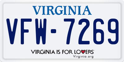 VA license plate VFW7269