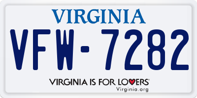 VA license plate VFW7282