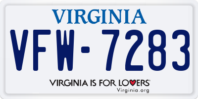 VA license plate VFW7283