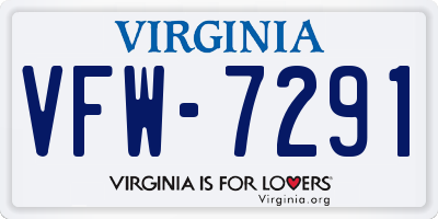 VA license plate VFW7291