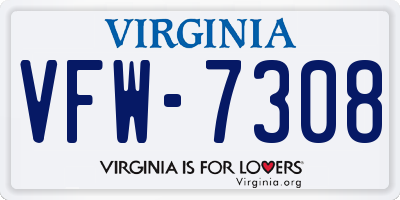 VA license plate VFW7308