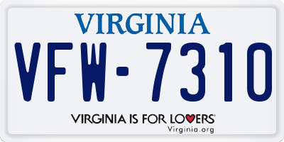 VA license plate VFW7310