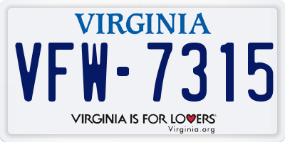 VA license plate VFW7315