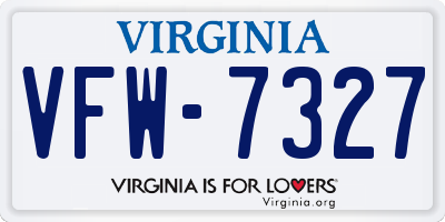 VA license plate VFW7327