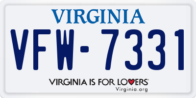 VA license plate VFW7331