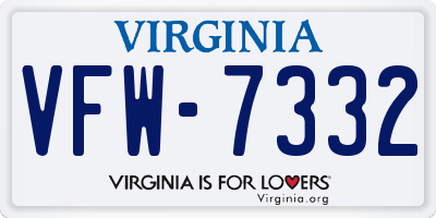 VA license plate VFW7332