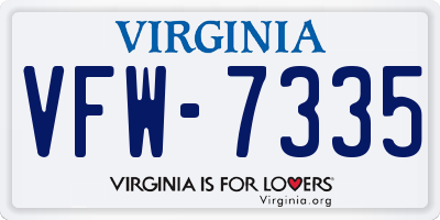 VA license plate VFW7335