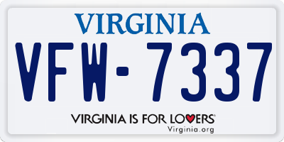VA license plate VFW7337