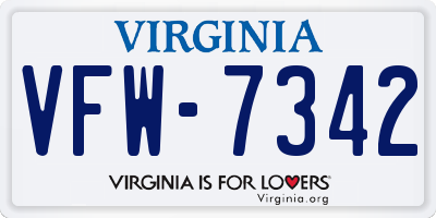 VA license plate VFW7342