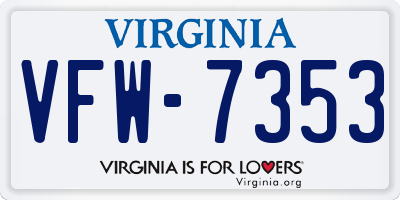 VA license plate VFW7353