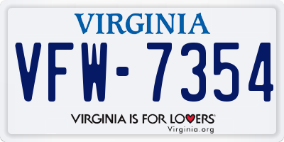 VA license plate VFW7354