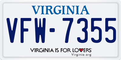 VA license plate VFW7355