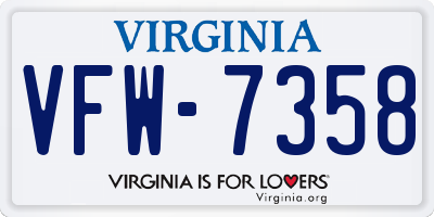 VA license plate VFW7358