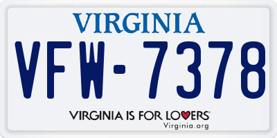 VA license plate VFW7378
