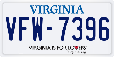 VA license plate VFW7396