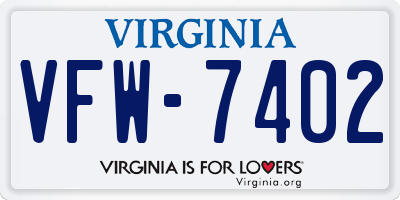 VA license plate VFW7402