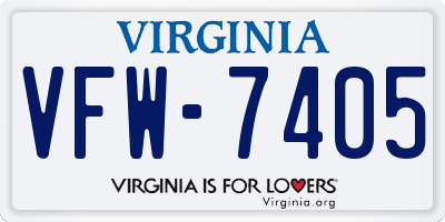VA license plate VFW7405
