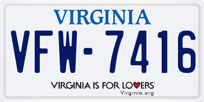 VA license plate VFW7416