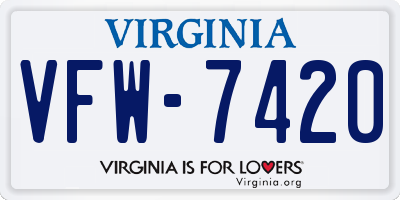 VA license plate VFW7420