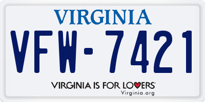 VA license plate VFW7421