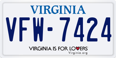 VA license plate VFW7424