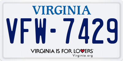 VA license plate VFW7429