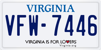 VA license plate VFW7446