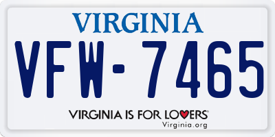VA license plate VFW7465