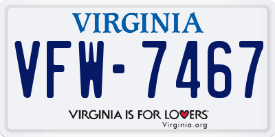 VA license plate VFW7467