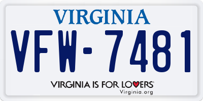 VA license plate VFW7481