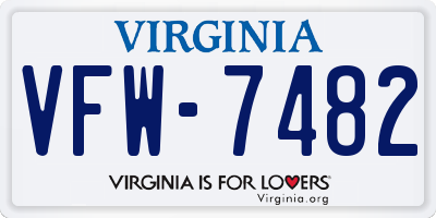 VA license plate VFW7482