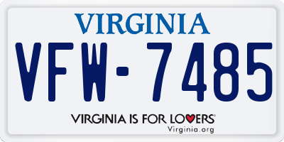 VA license plate VFW7485