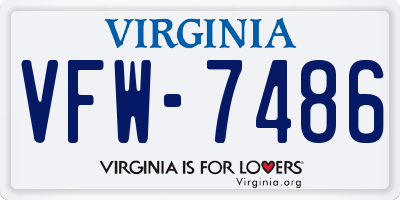 VA license plate VFW7486