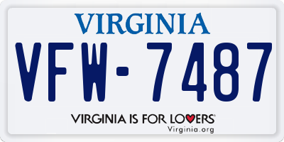 VA license plate VFW7487