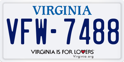 VA license plate VFW7488