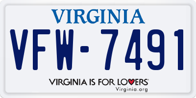 VA license plate VFW7491