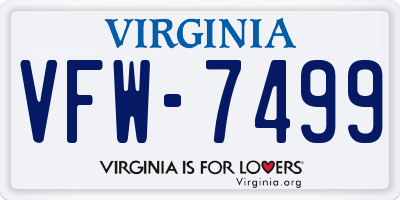 VA license plate VFW7499
