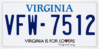 VA license plate VFW7512