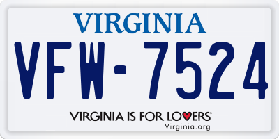 VA license plate VFW7524