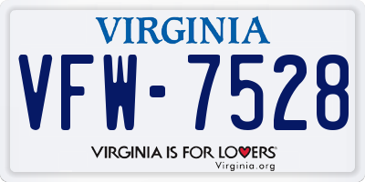 VA license plate VFW7528
