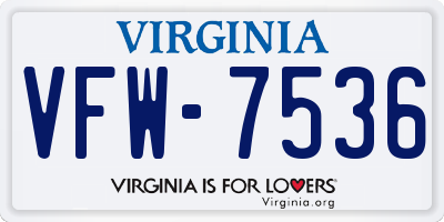 VA license plate VFW7536