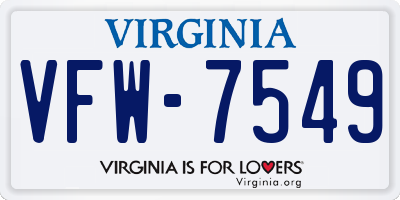 VA license plate VFW7549