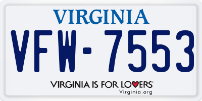 VA license plate VFW7553