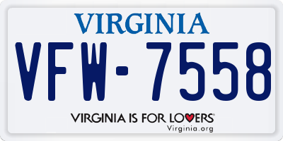 VA license plate VFW7558