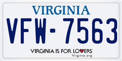 VA license plate VFW7563