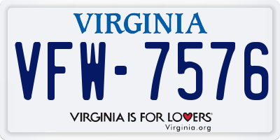 VA license plate VFW7576