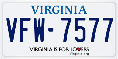 VA license plate VFW7577