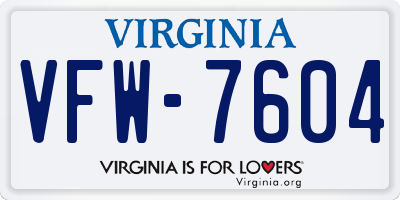 VA license plate VFW7604