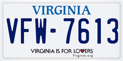 VA license plate VFW7613