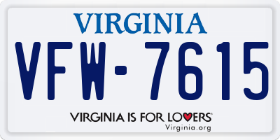 VA license plate VFW7615